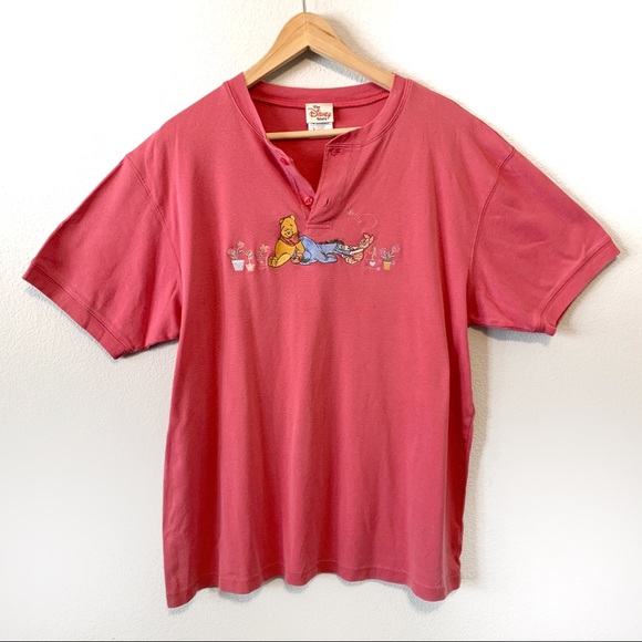 Disney Tops - The Disney Store Winnie The Pooh Embroidered Henley T Shirt